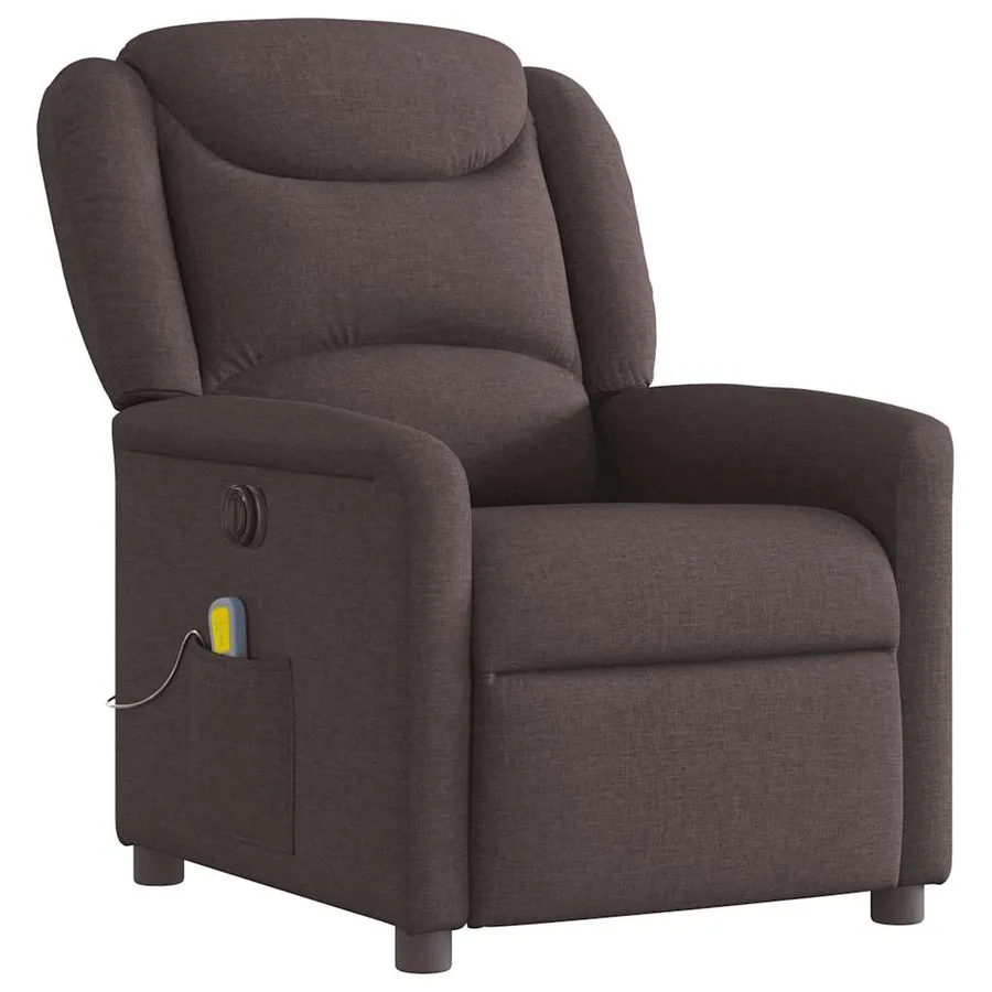 Fauteuil de massage inclinable électrique Marron foncé Tissu - 4