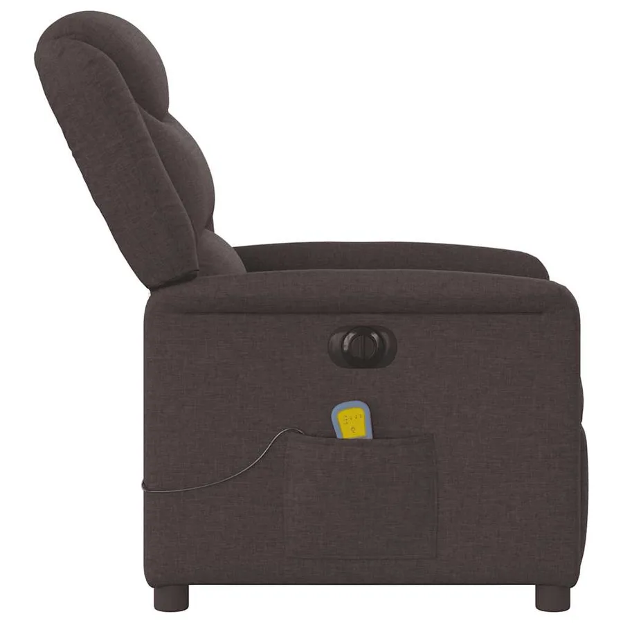 Fauteuil de massage inclinable électrique Marron foncé Tissu - 6