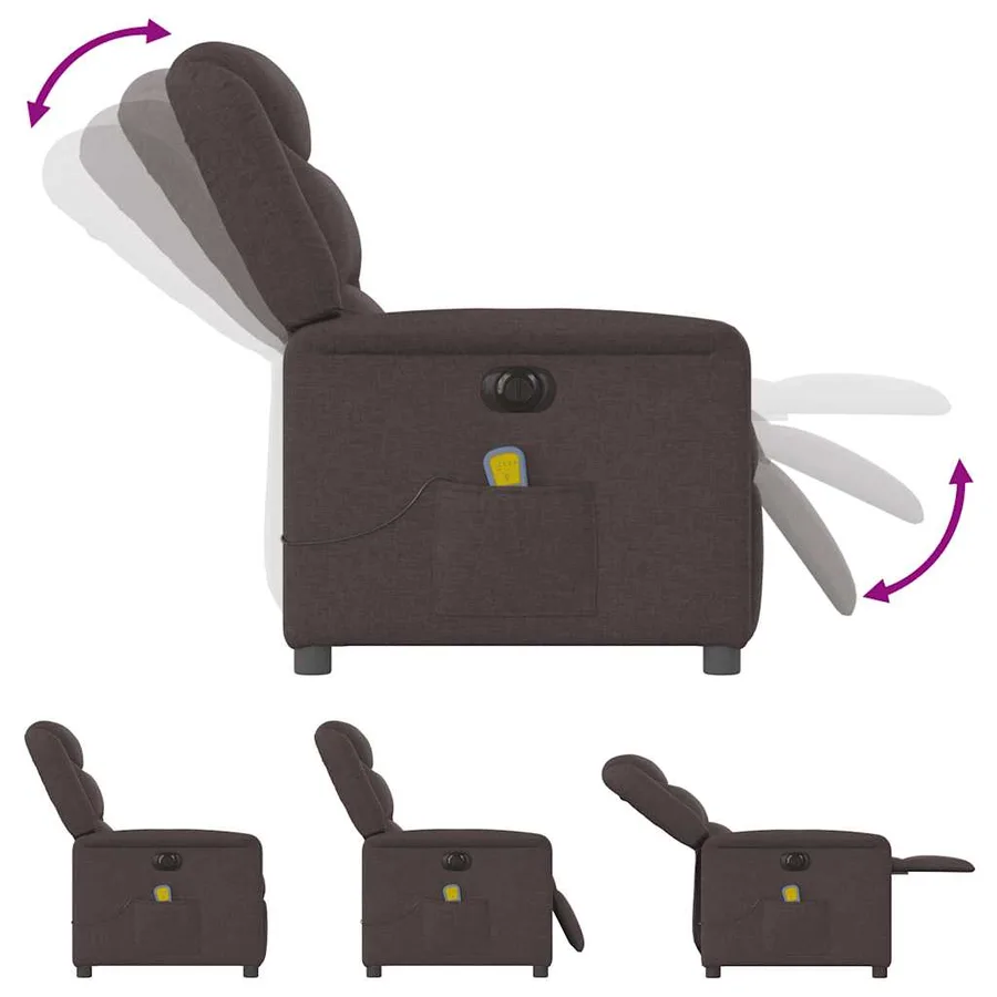 Fauteuil de massage inclinable électrique Marron foncé Tissu - 9