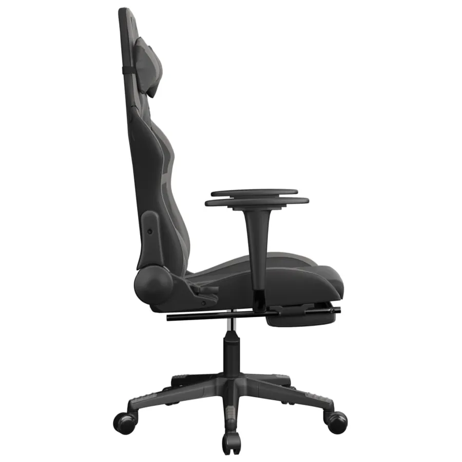 Chaise de jeu avec repose-pied Noir et gris Similicuir - 4