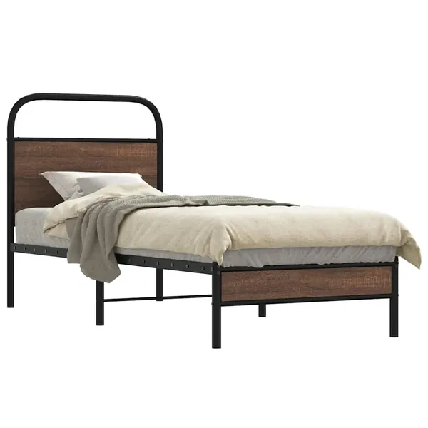 Cadre de lit sans matelas 75x190cm chêne marron bois ingénierie