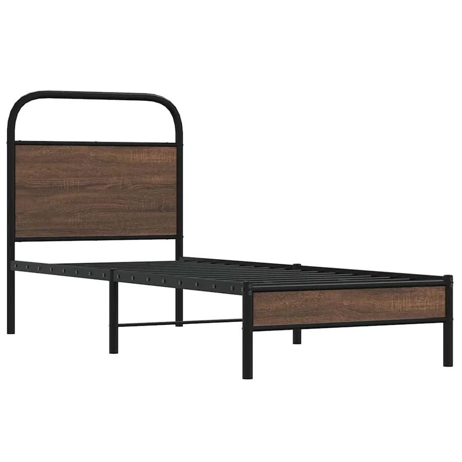 Cadre de lit sans matelas 75x190cm chêne marron bois ingénierie - 3