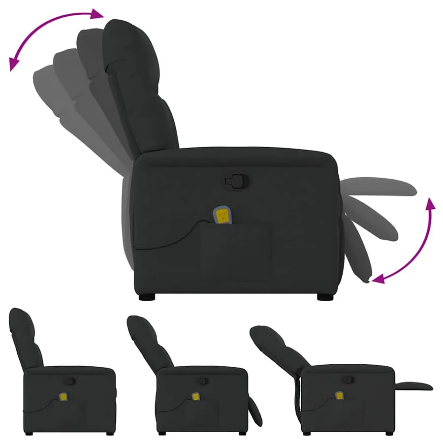 Fauteuil de massage inclinable Noir Tissu - 6