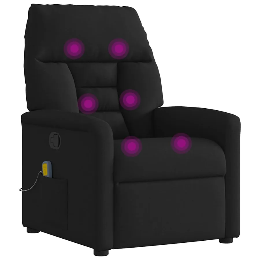 Fauteuil de massage inclinable Noir Tissu - 7