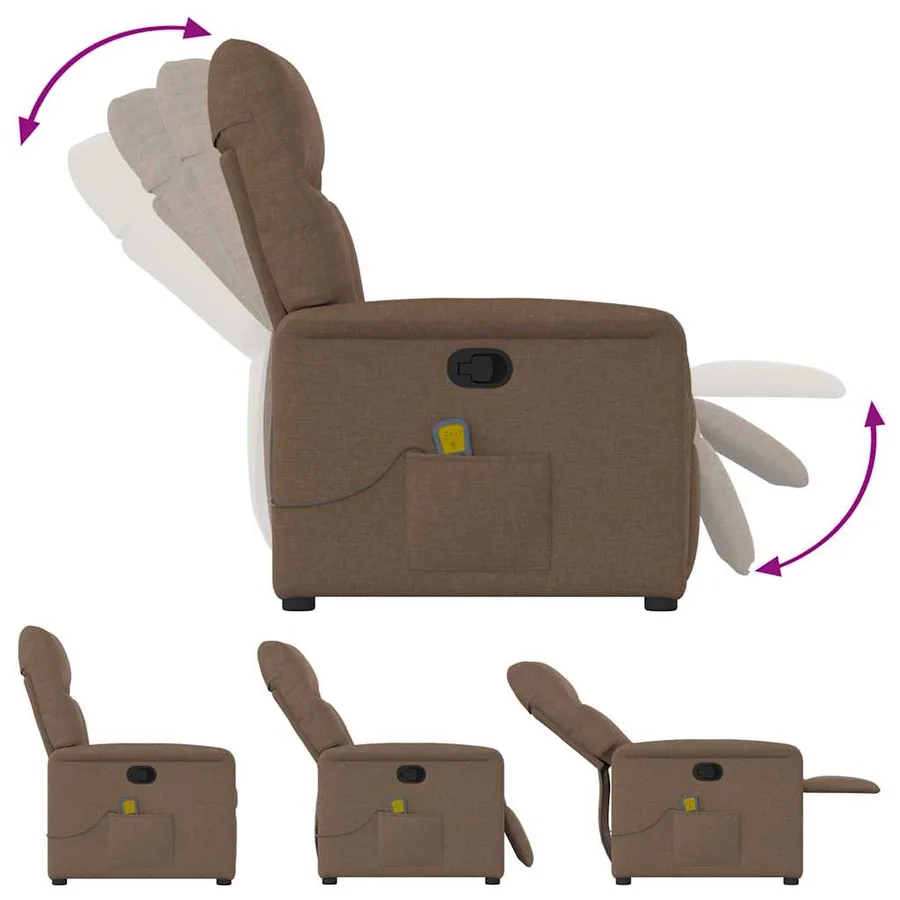 Fauteuil de massage inclinable Marron Tissu - 6