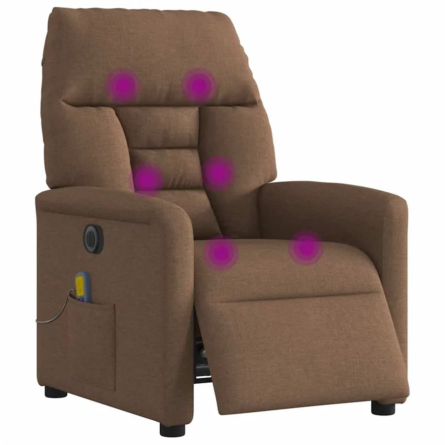 Fauteuil inclinable de massage électrique marron tissu - 3