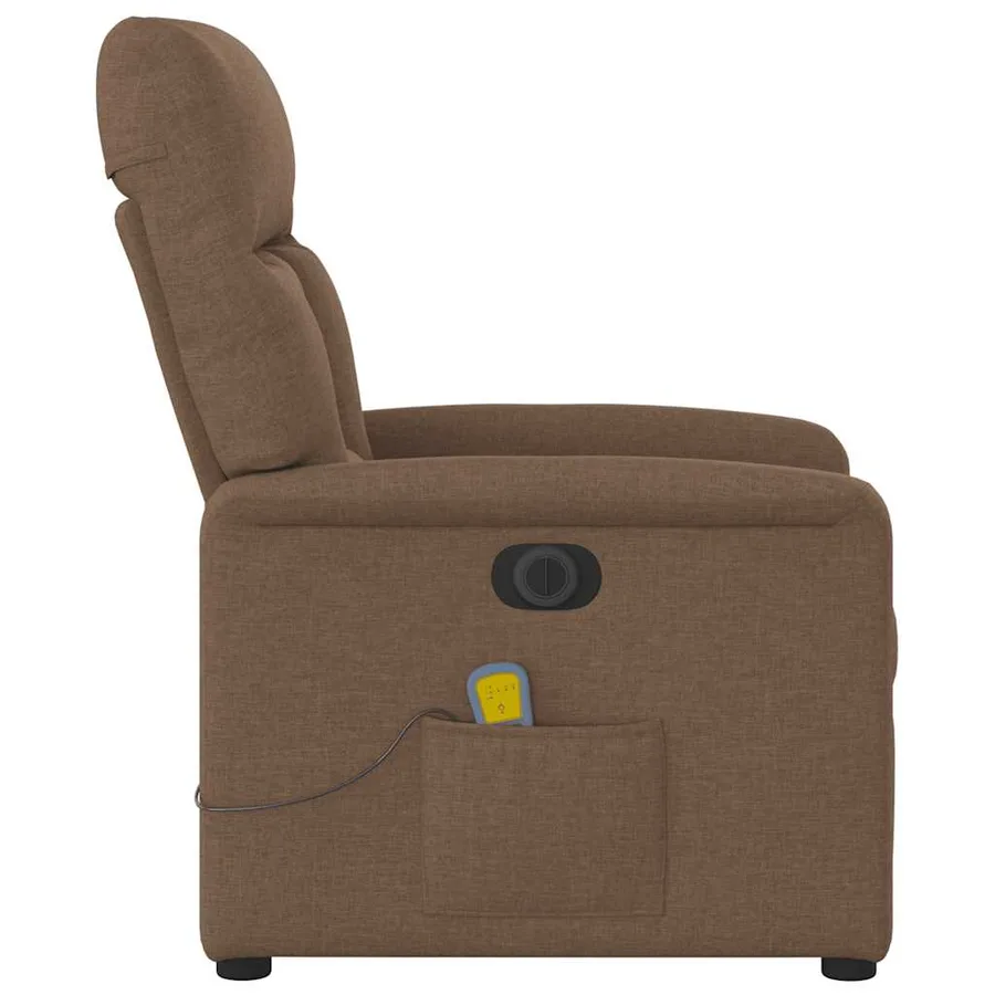 Fauteuil inclinable de massage électrique marron tissu - 5