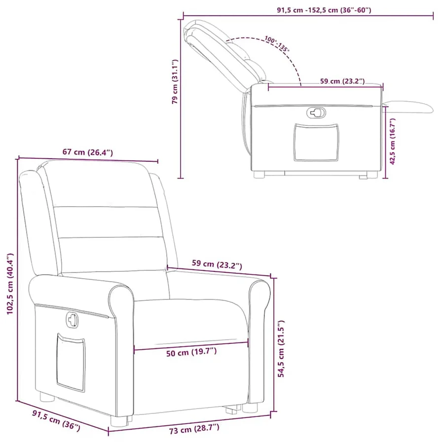 Fauteuil inclinable Gris foncé Tissu - 15