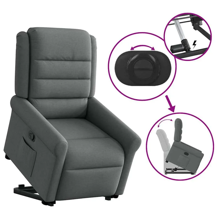 Fauteuil inclinable Gris foncé Tissu - 9