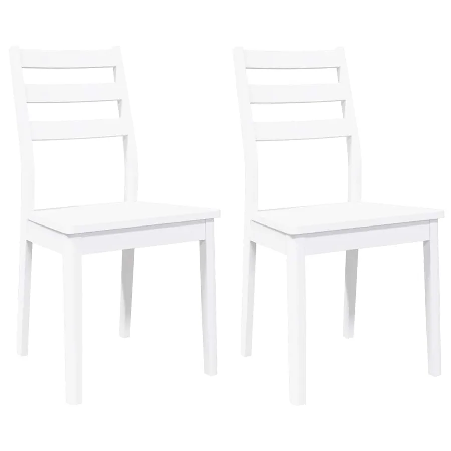 Chaises à manger 2 pcs blanc bois massif caoutchouc - 2