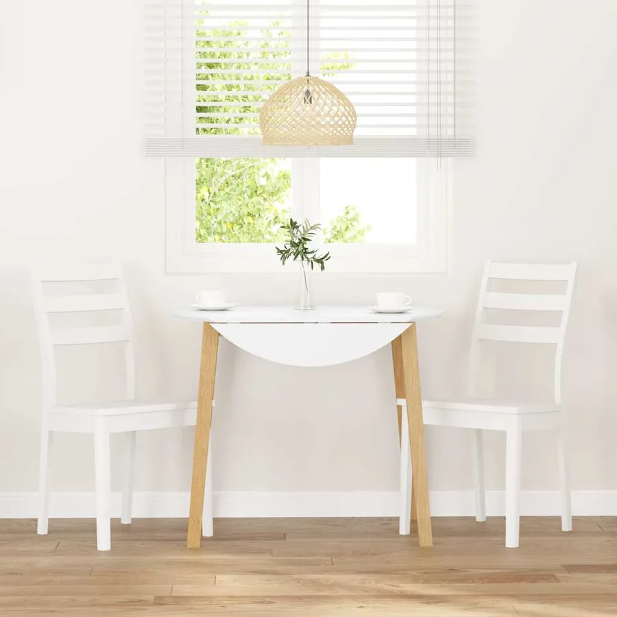 Chaises à manger 2 pcs blanc bois massif caoutchouc - 3