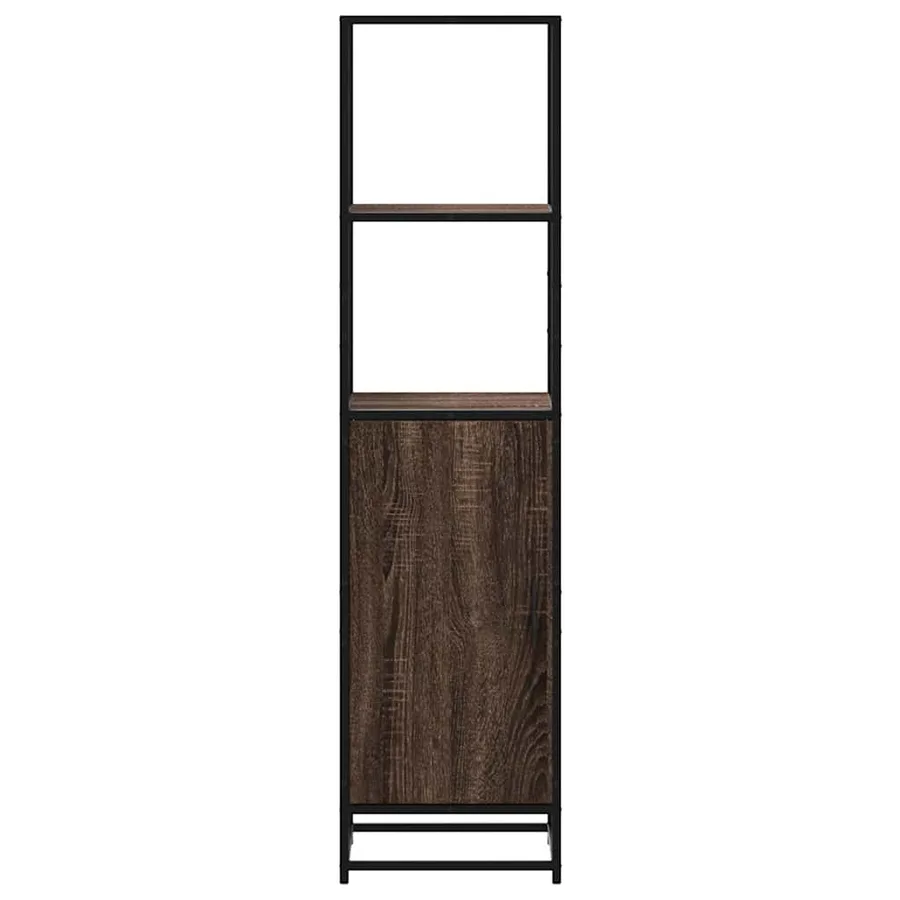 Buffet haut chêne marron 35,5x35x139 cm bois d'ingénierie métal - 4