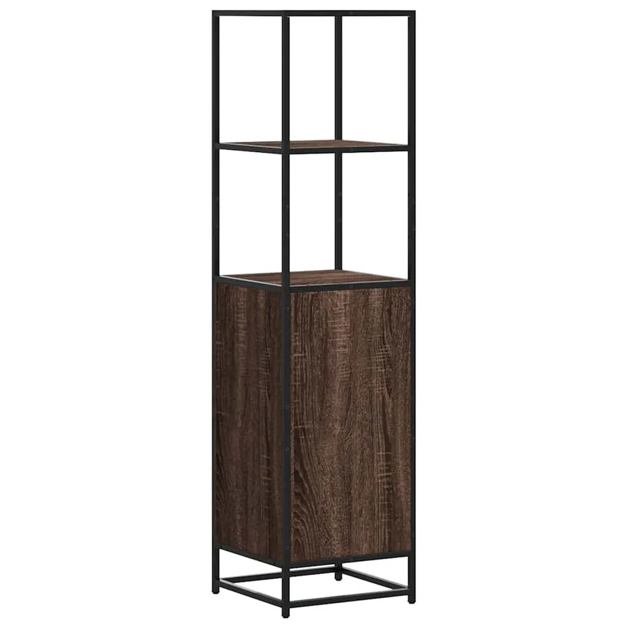 Buffet haut chêne marron 35,5x35x139 cm bois d'ingénierie métal - 7