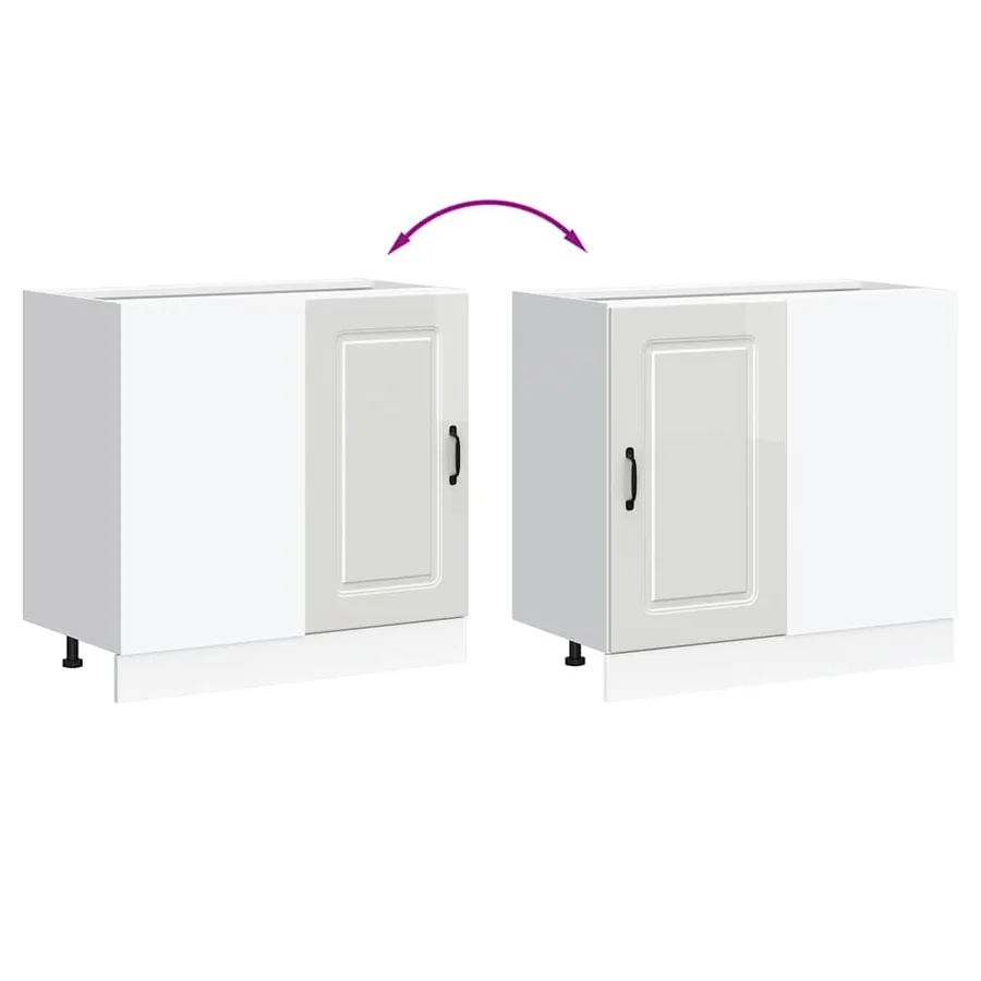 Meuble bas de cuisine « Kalmar » Bois d'ingénierie blanc brillant - 8