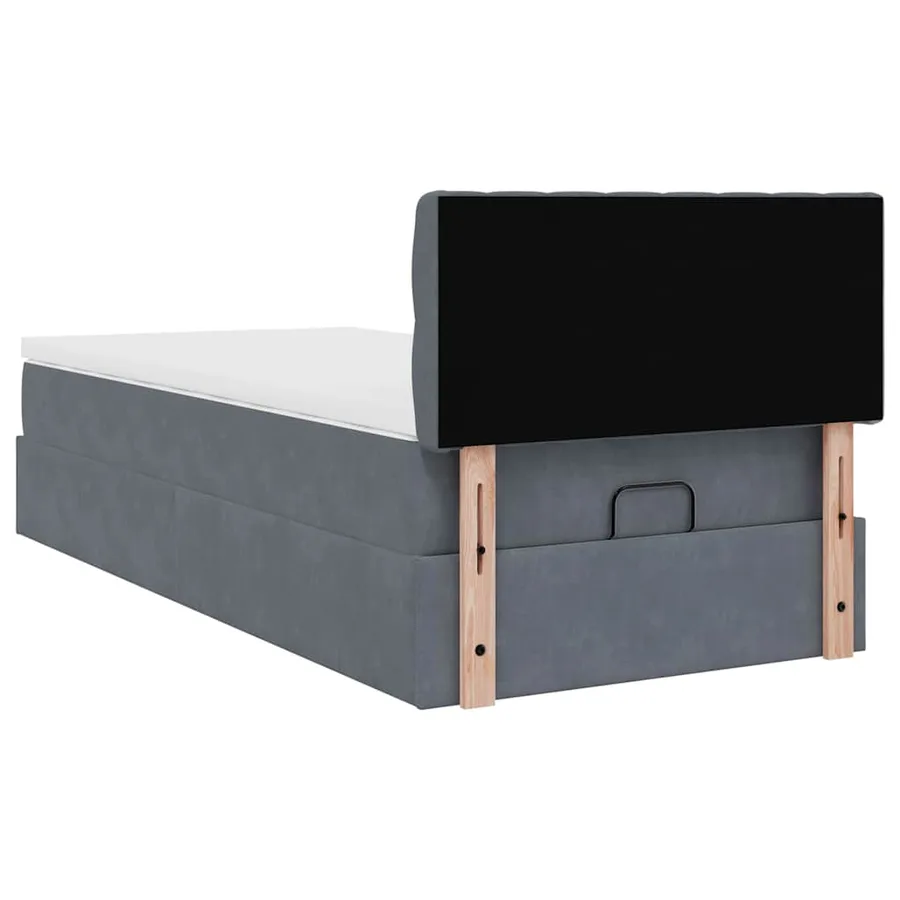 Cadre de lit ottoman avec matelas gris foncé 90x190 cm velours - 10
