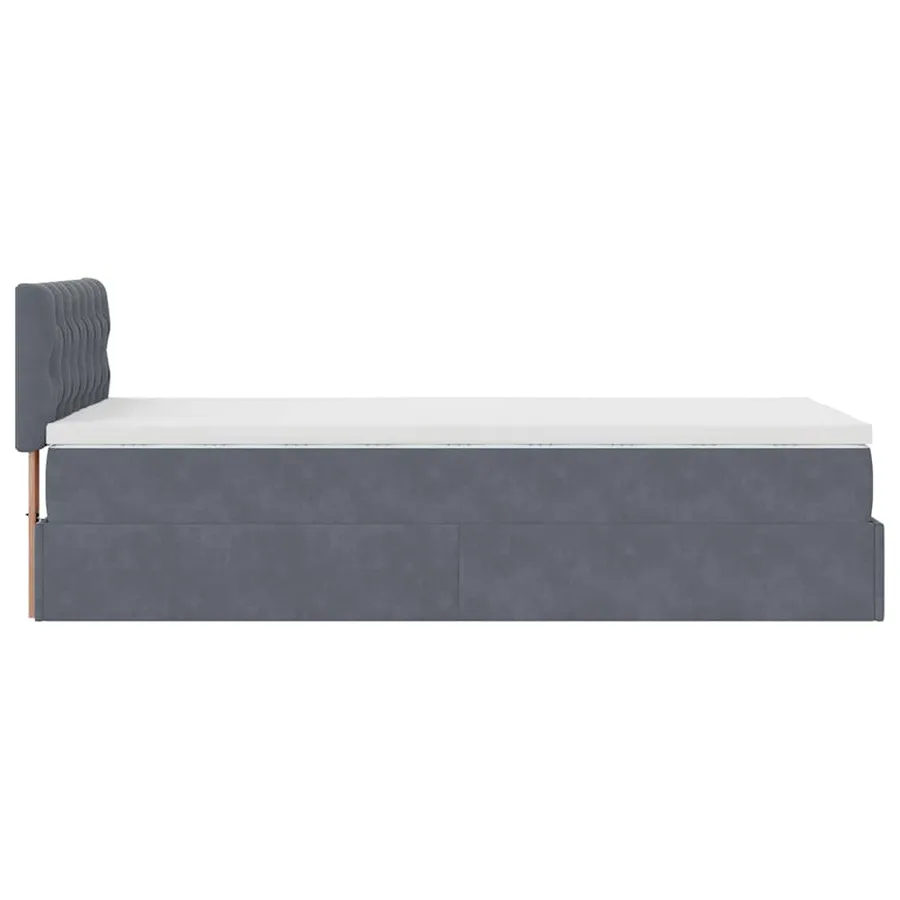 Cadre de lit ottoman avec matelas gris foncé 90x190 cm velours - 9