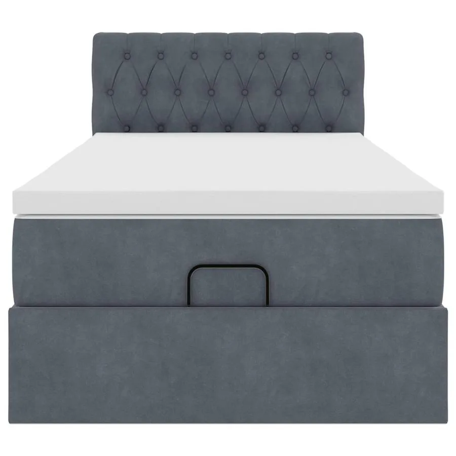 Cadre de lit ottoman avec matelas gris foncé 90x190 cm velours - 5