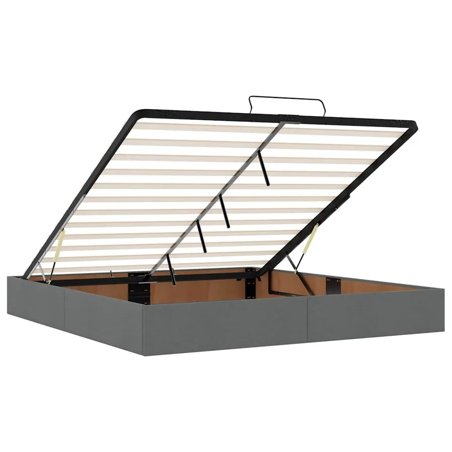 Cadre de lit ottoman avec matelas gris foncé 160x200cm tissu - 12