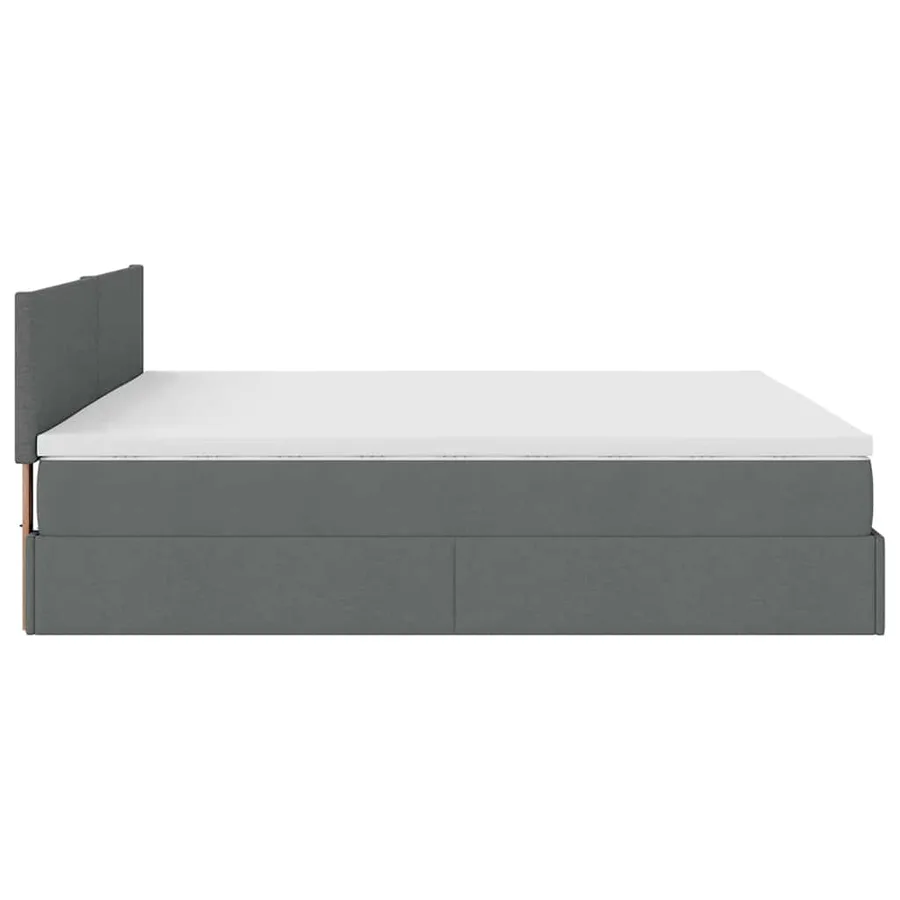 Cadre de lit ottoman avec matelas gris foncé 160x200cm tissu - 11