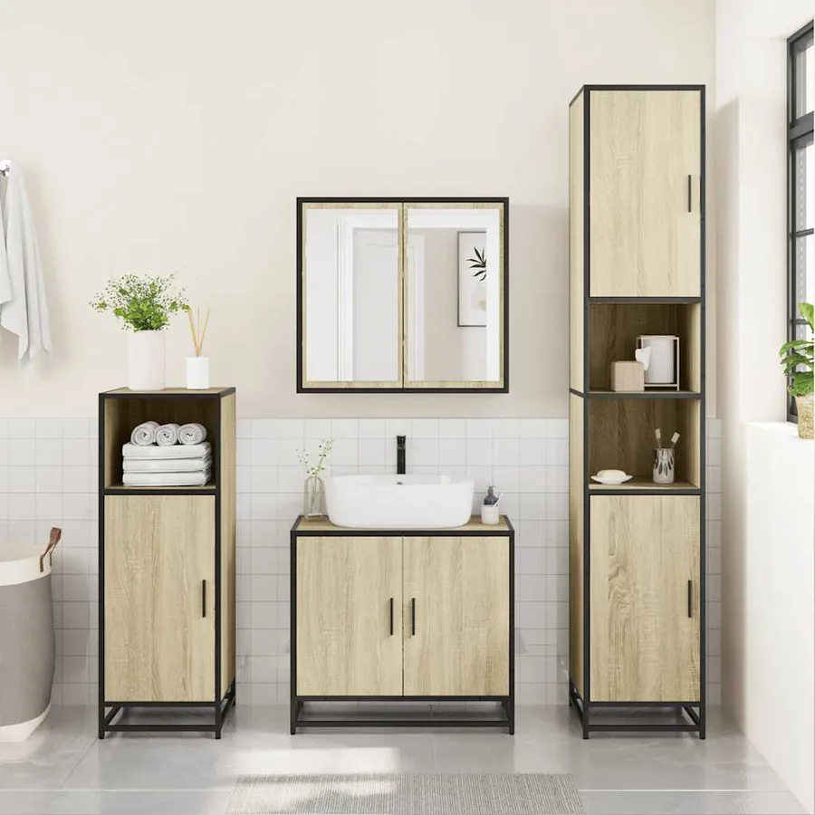 Meuble de salle de bain Chêne Sonoma 35x37,5x100 cm Bois d'ingénierie - 3