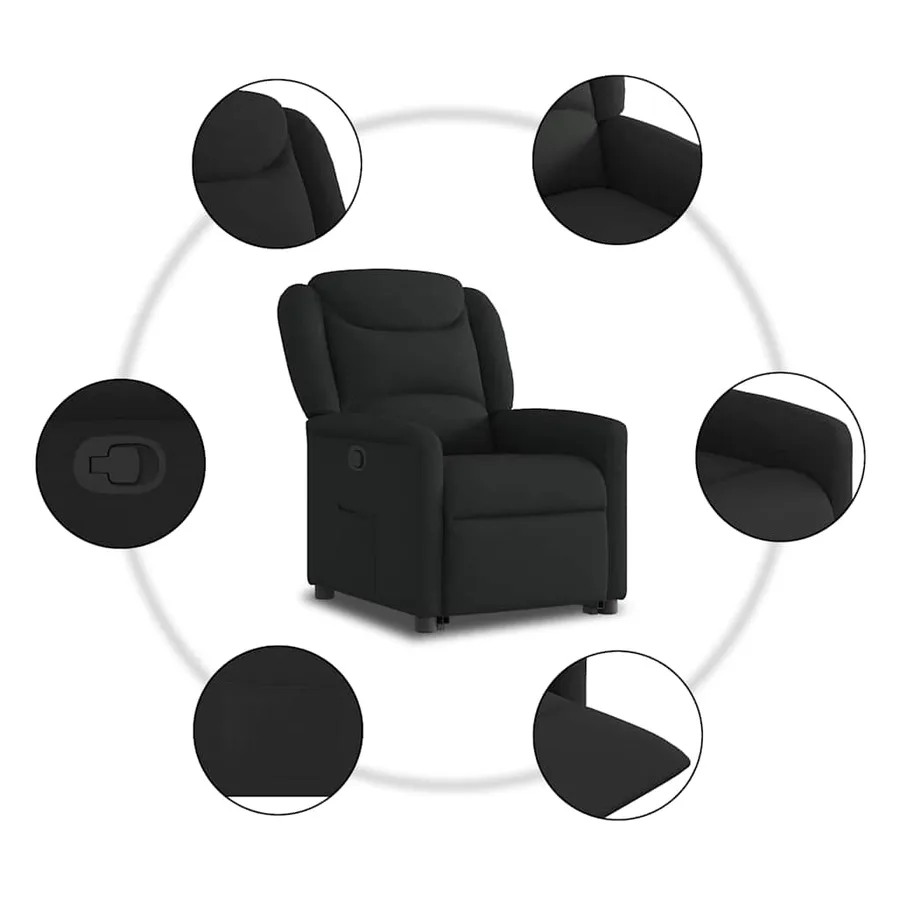 Fauteuil inclinable noir tissu - 10