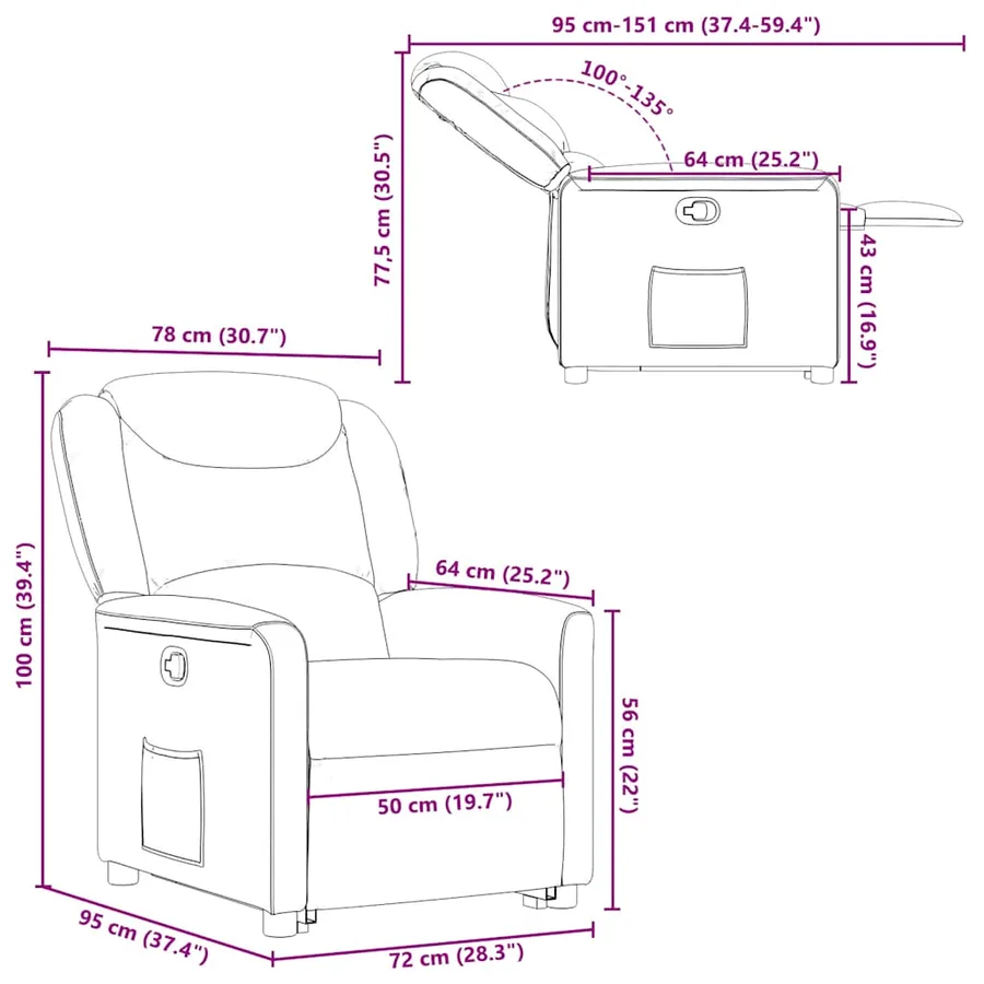 Fauteuil inclinable noir tissu - 15