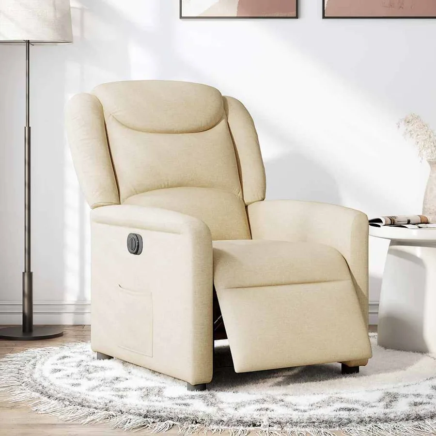Fauteuil inclinable électrique Crème Tissu - 2
