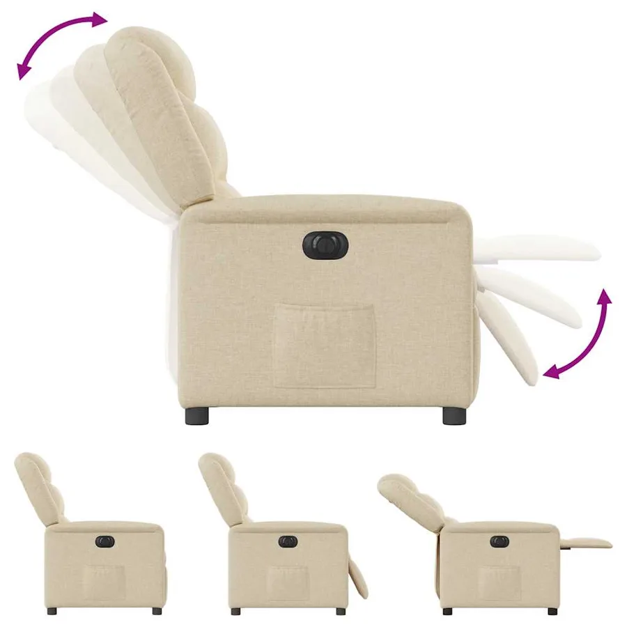 Fauteuil inclinable électrique Crème Tissu - 9