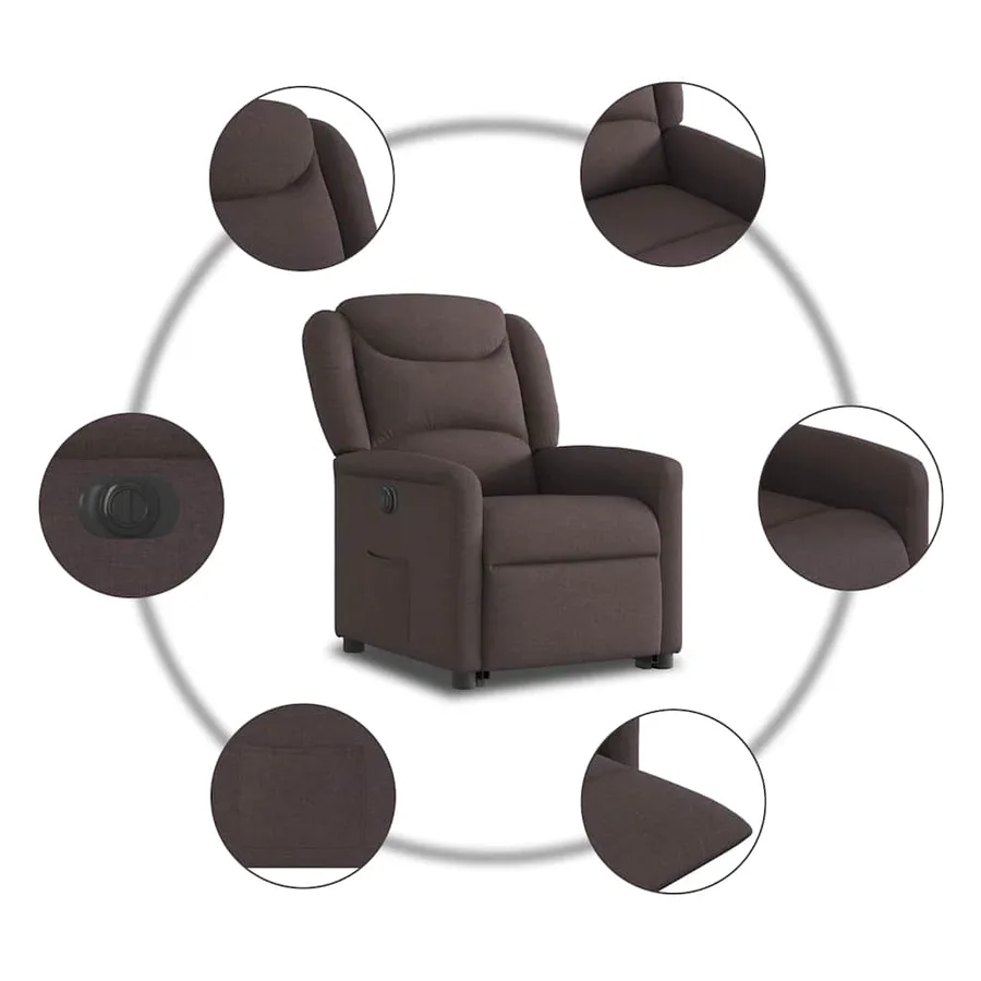Fauteuil inclinable électrique marron foncé tissu - 11