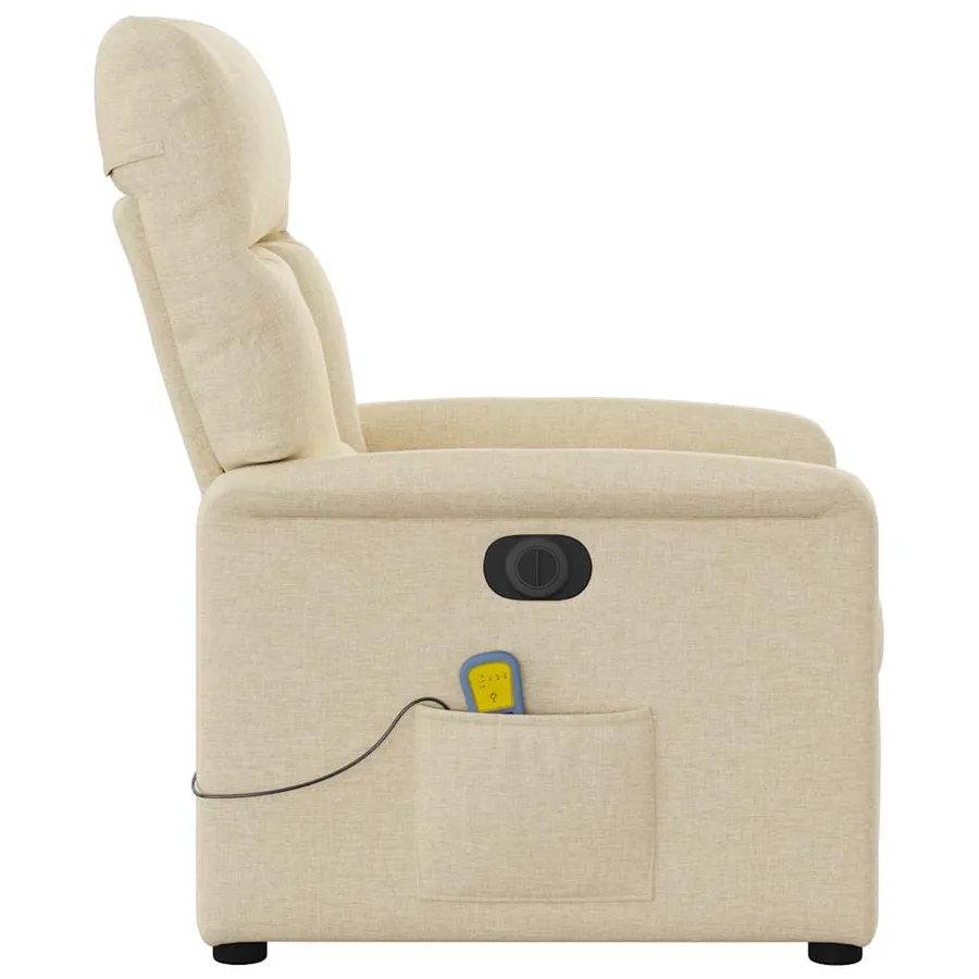Fauteuil inclinable de massage électrique crème tissu - 6