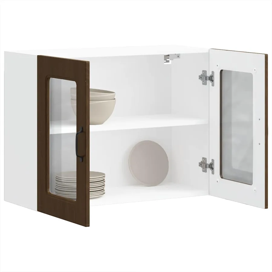 Armoire murale de cuisine et porte en verre Kalmar chêne marron - 5