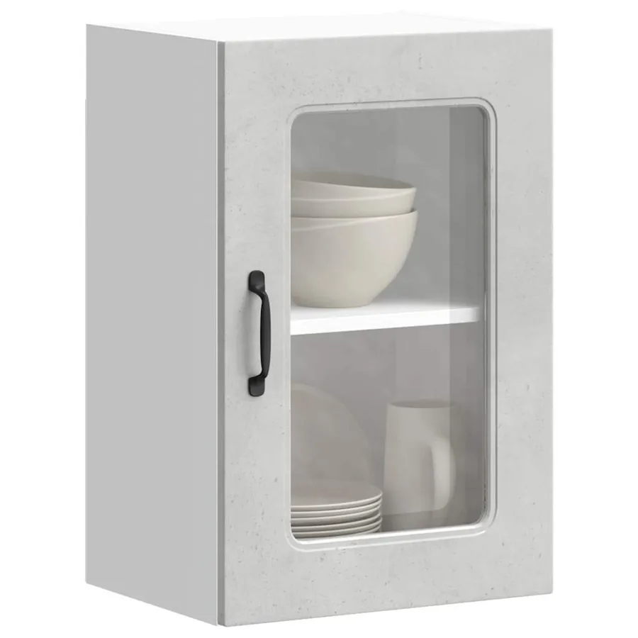 Armoire murale de cuisine avec porte en verre Kalmar gris béton