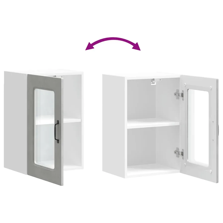 Armoire murale de cuisine avec porte en verre Kalmar gris béton - 10