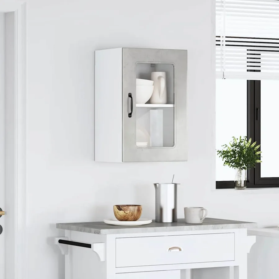 Armoire murale de cuisine avec porte en verre Kalmar gris béton - 3