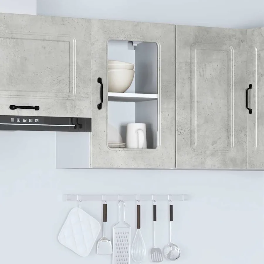 Armoire murale de cuisine avec porte en verre Kalmar gris béton - 4