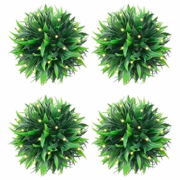 Boules de buis artificielles avec lumières LED 4 pcs vert 15 cm