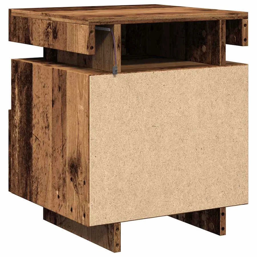 Armoire de chevet avec lumières LED vieux bois 40x39x48,5 cm - 6