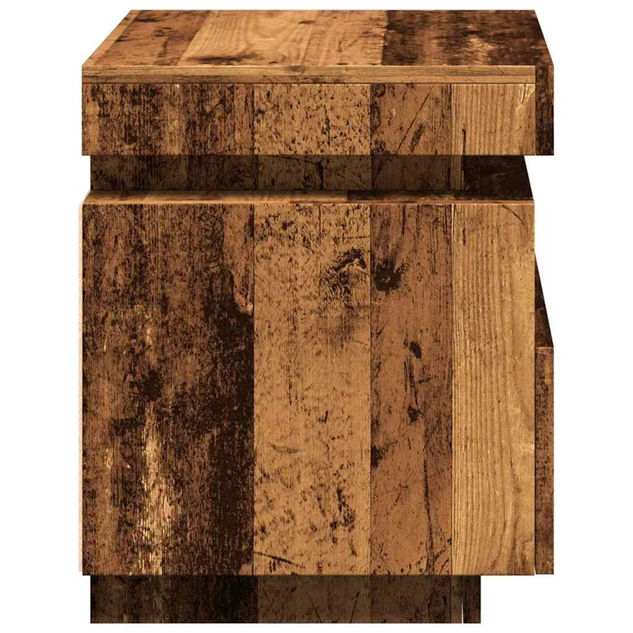 Armoire de chevet avec lumières LED vieux bois 40x39x48,5 cm - 7