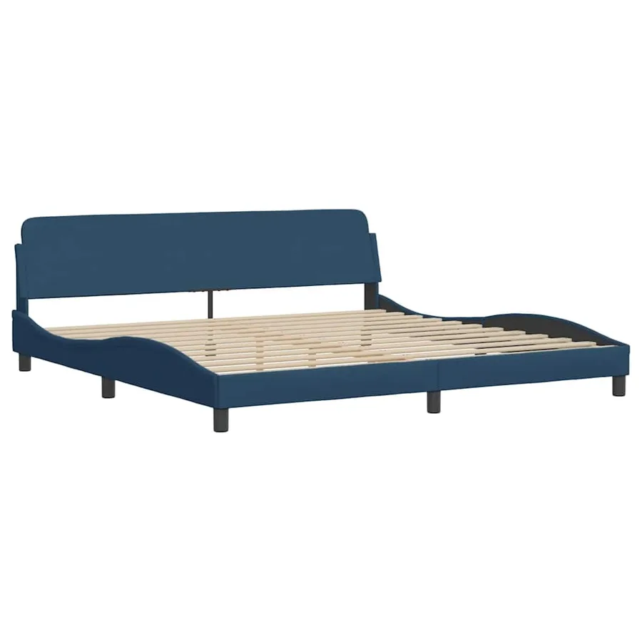 Cadre de lit avec LED sans matelas bleu 200x200 cm tissu - 7