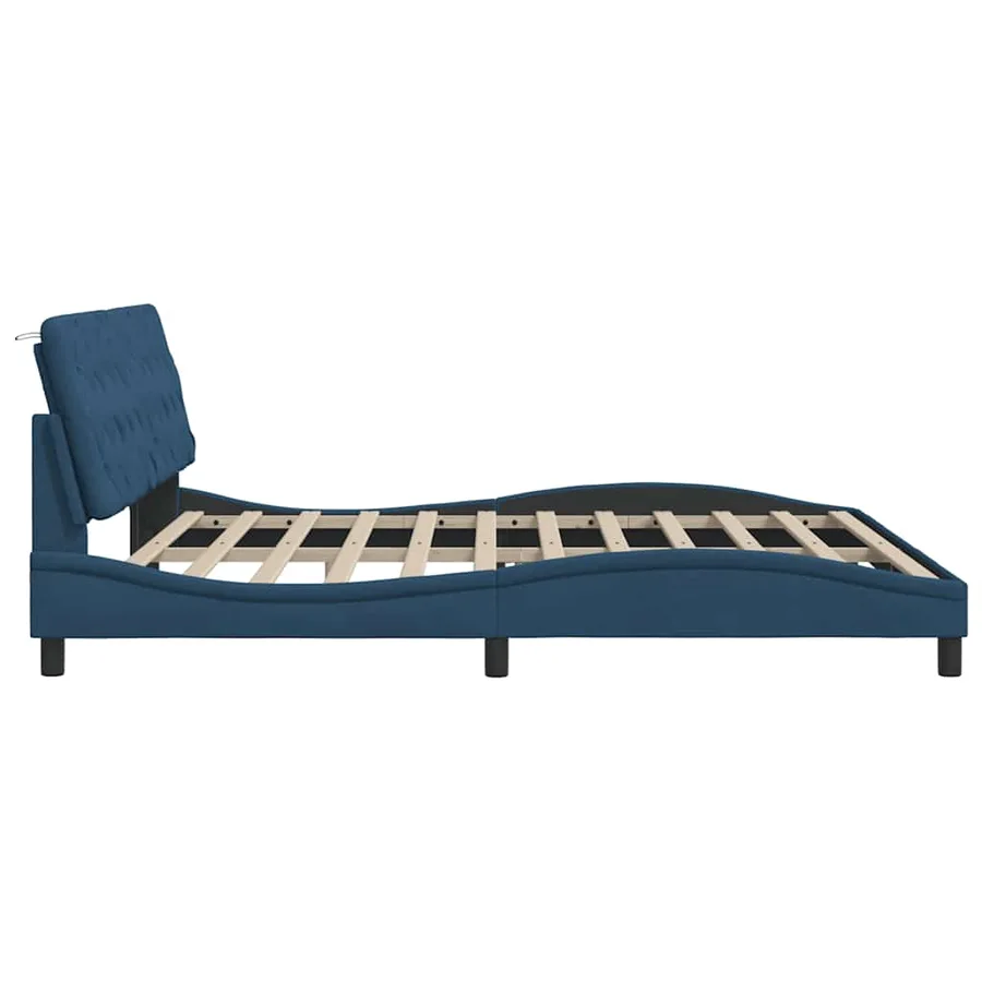 Cadre de lit avec LED sans matelas bleu 200x200 cm tissu - 9