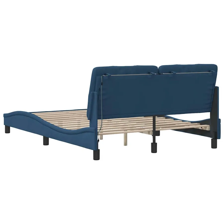 Cadre de lit avec LED sans matelas bleu 140x190 cm tissu - 10