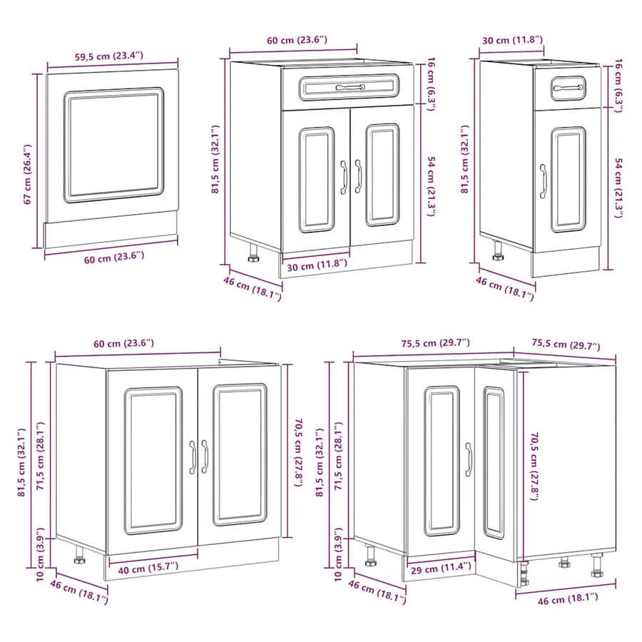 Ensemble d'armoires de cuisine 11 pcs Kalmar bois d'ingénierie - 10