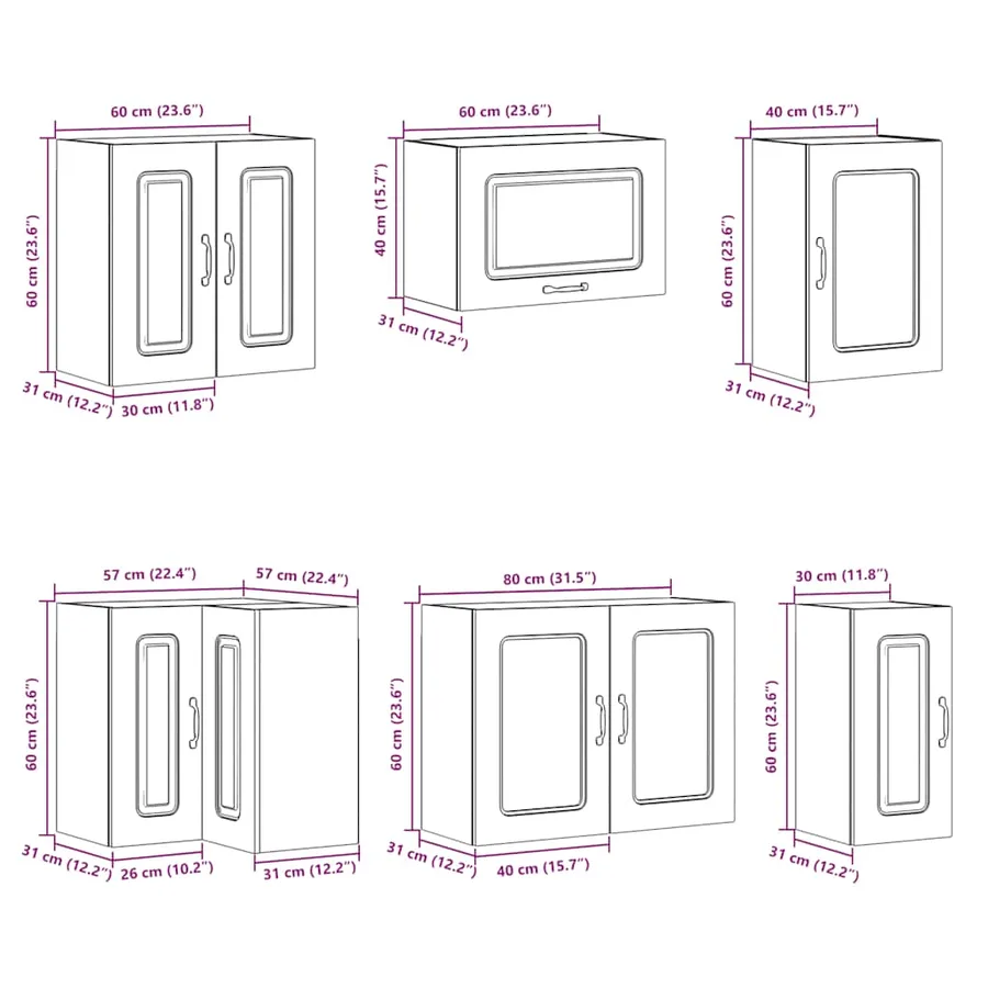 Ensemble d'armoires de cuisine 11 pcs Kalmar bois d'ingénierie - 11