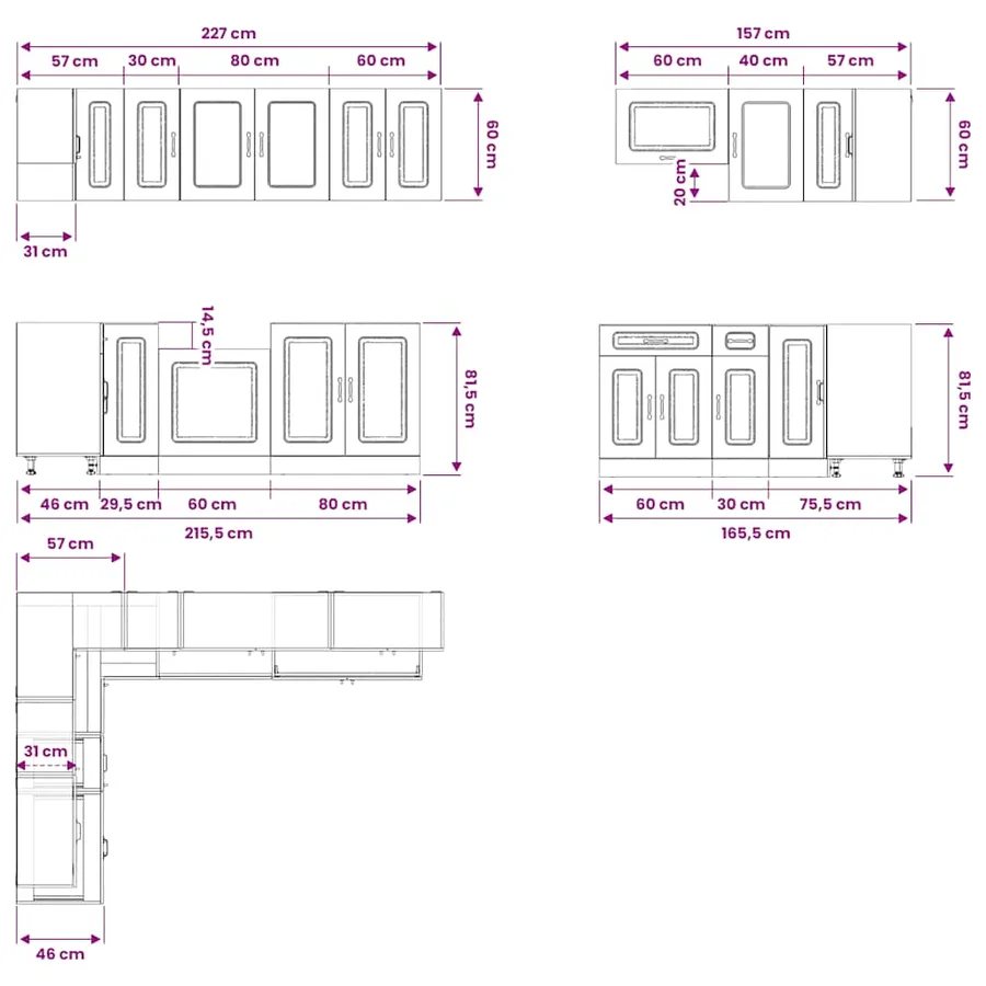 Ensemble d'armoires de cuisine 11 pcs Kalmar bois d'ingénierie - 9