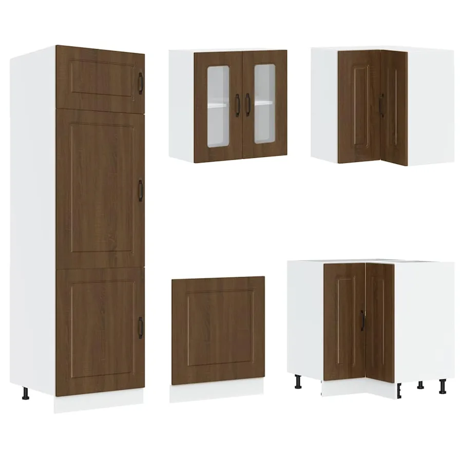 Ensemble de 14 meubles de cuisine en bois d'ingénierie "Kalmar" en chêne brun - 5