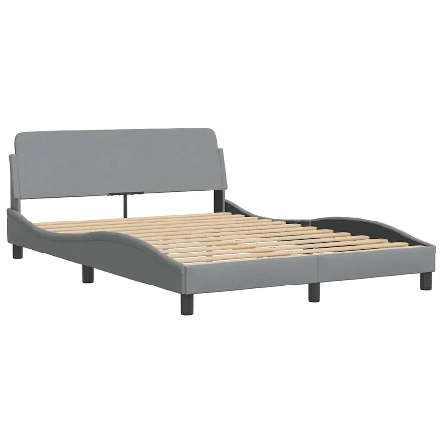 Cadre de lit avec LED sans matelas gris clair 140x190 cm tissu - 6