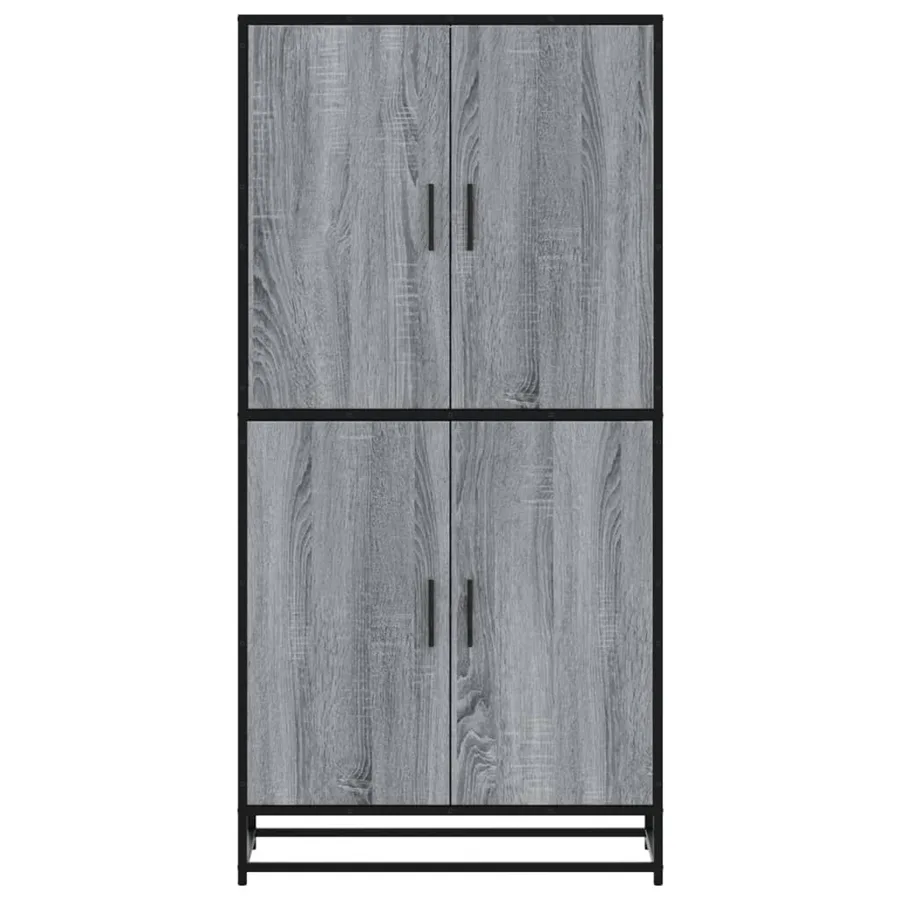 Buffet haut sonoma gris 68x35x139 cm bois d'ingénierie - 4