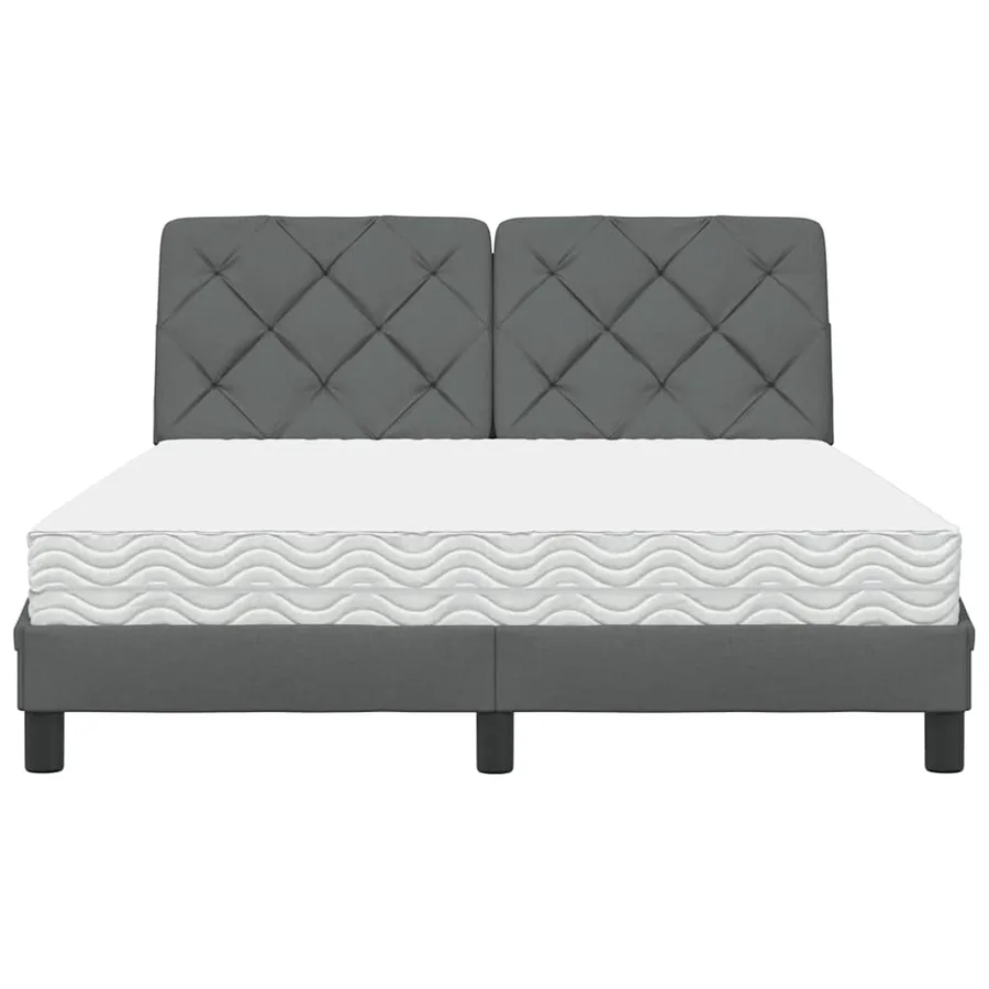 Lit avec matelas gris foncé 120x200 cm tissu - 5