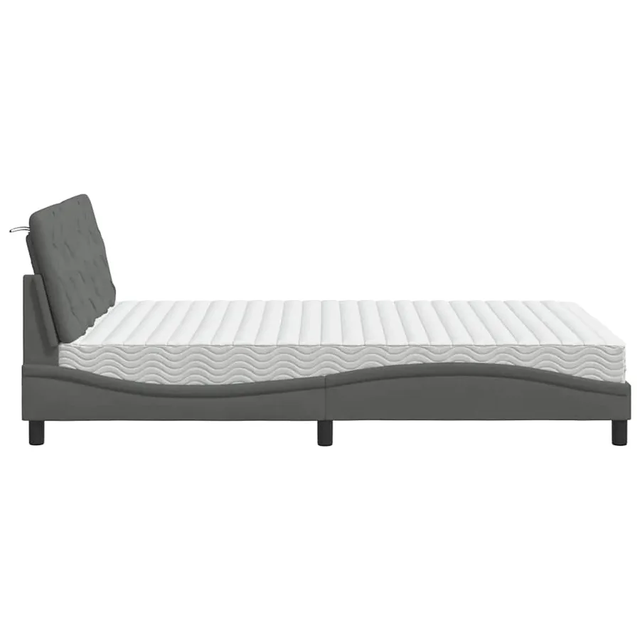 Lit avec matelas gris foncé 120x200 cm tissu - 6