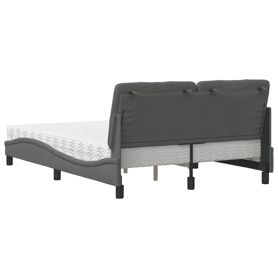 Lit avec matelas gris foncé 120x200 cm tissu - 7